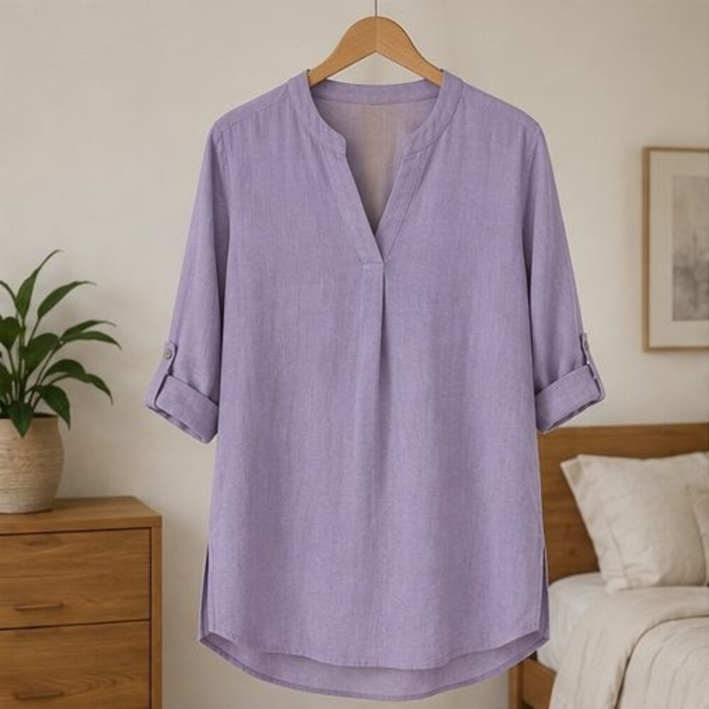 Lavender Split Neck Tunic Blouse